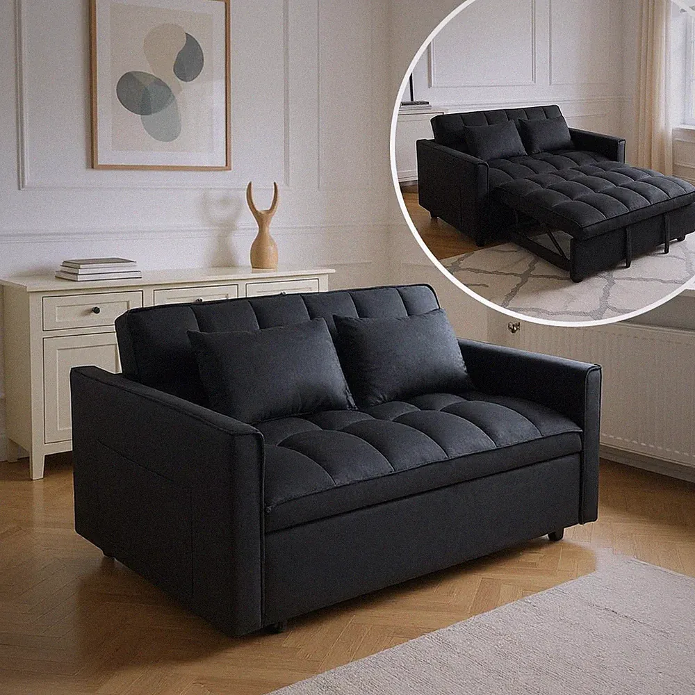 3-in-1 Convertible Loveseat Sofa Bed with Reclining Backrest for Home & RV