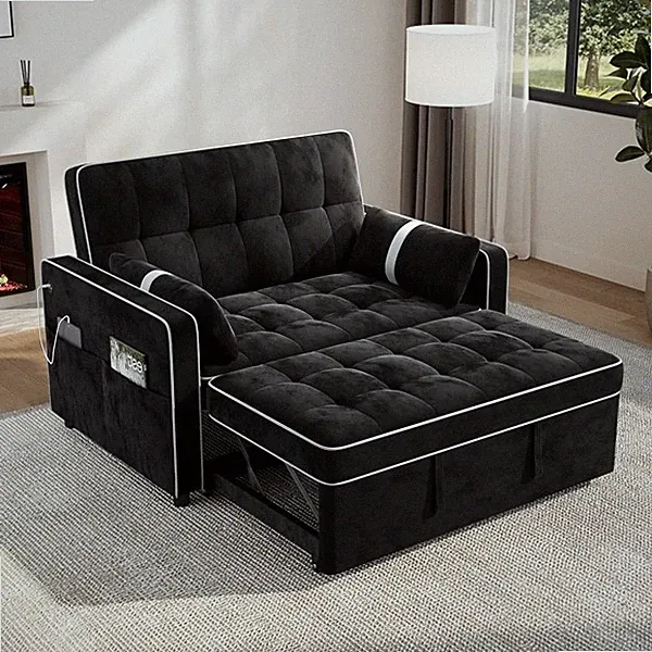 3-in-1 Convertible Sofa Bed with USB Loveseat Recliner Sofa for Living Room