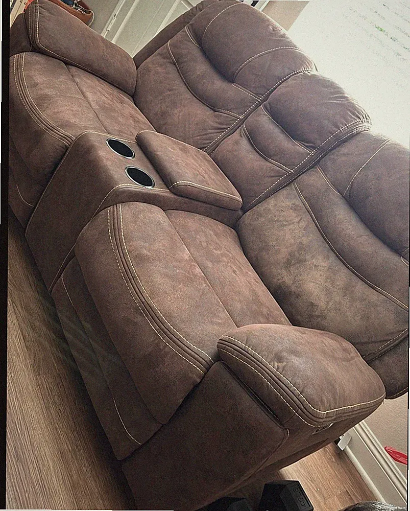 Brown Faux Leather Massage Recliner Loveseat Couch Set Home Theater Sofa