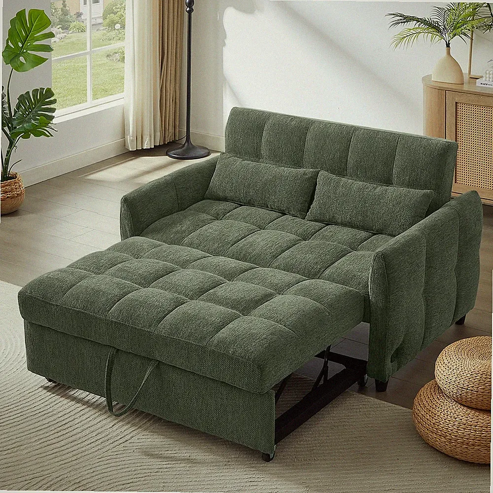 Convertible Loveseat Sofa Bed with Adjustable Back and USB Ports for Small Space