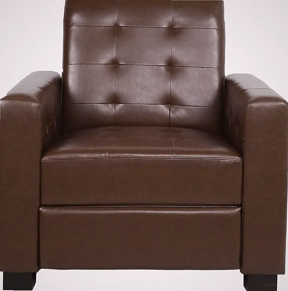 Craigue Dark Brown Faux Leather Pushback Recliner Chair for Ultimate Comfort