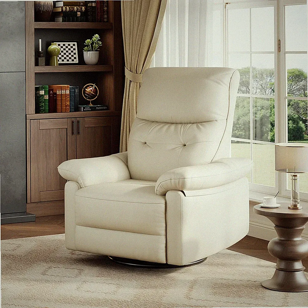 Cream Electric Power Recliner Chair with Swivel, Rocking & USB Charging