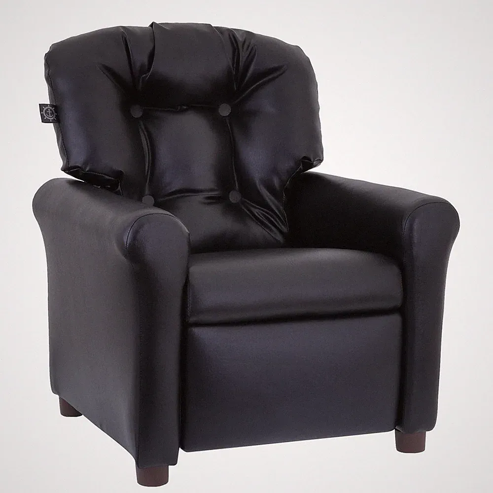 Faux Leather Kids Reclining Sofa Chair Tufted Upholstered Traditional Recliner