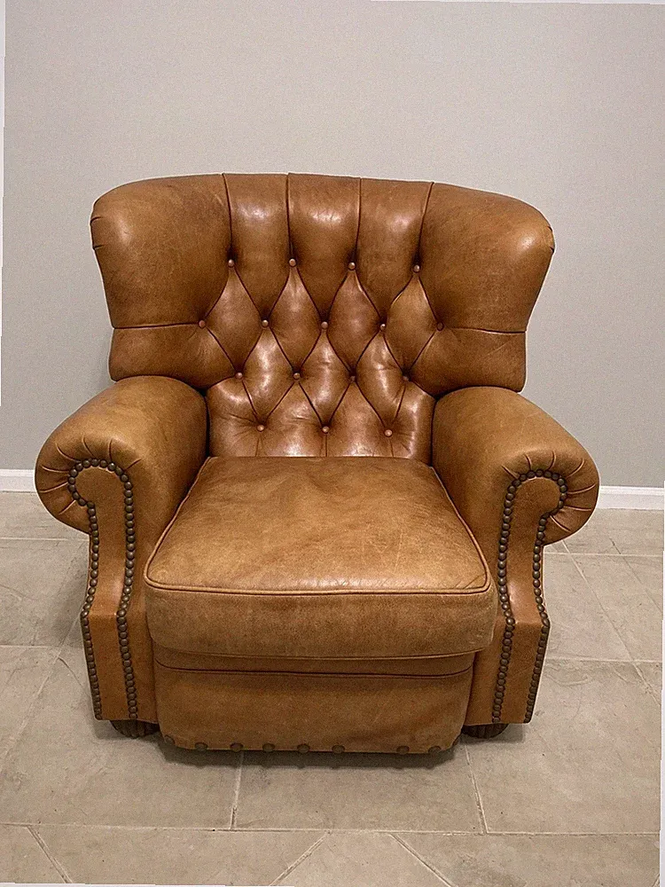 myia tufted back leather pushback recliner