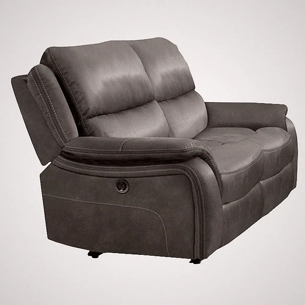 Heny Manual Reclining Loveseat- Pillow Tufted Back- Dark Gray 68 Inch
