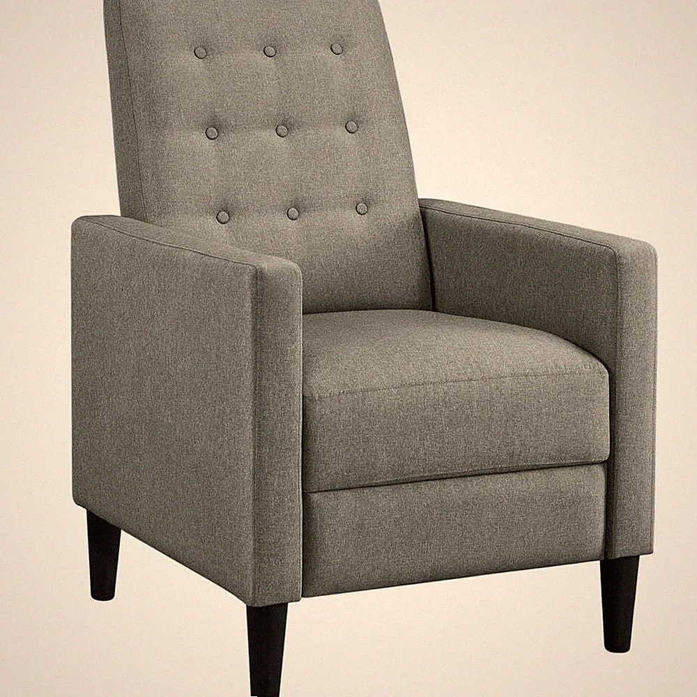 Modern Tufted Fabric Push Back Recliner with Pocket Spring & Adjustable Footrest